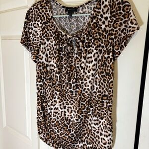 AB Studio Animal Print Short Sleeved Top - Size Small